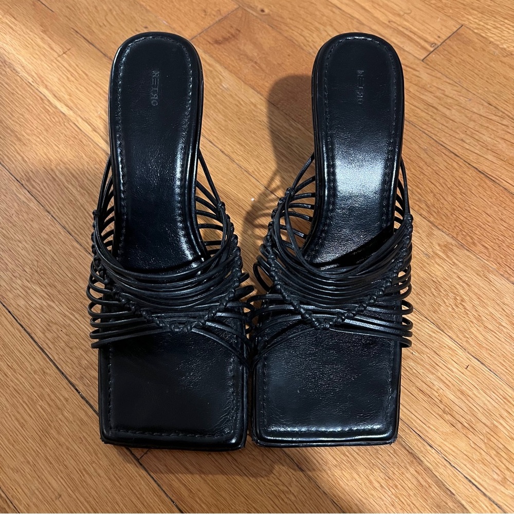 Source Unknown Thin Staps Heeled Mule - image 1